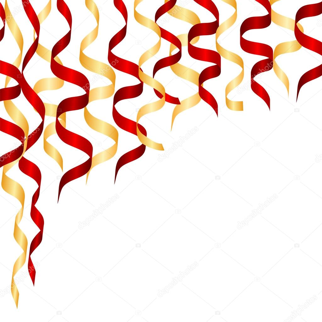 Christmas decorations.red and gold streamers on a white backgro Stock  Vector by ©natashapetrova 33551799